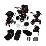 Ickle Bubba Stomp V4 i-size travel system with mercury car seat & isofix base bronze colour/midnight