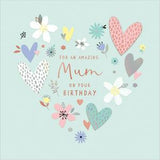 Carlton Amazing Mum Hearts Flowers Birthday Greeting Card 21cm - British product
