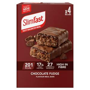 Barre Substitut de Repas SlimFast Saveur Fudge au Chocolat 4 x 60g