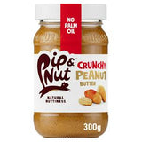 Pip Nut Crunchy Peanut Butter 300g jar, imported from the UK