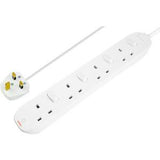 Masterplug 4 Socket Extension Lead Individual Switches LED White 2m