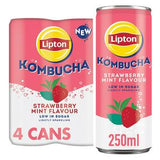 Lipton Kombucha Strawberry Mint Flavoured Soft Drink 4 x 250ml Cans