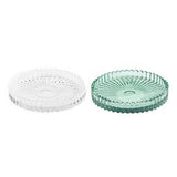 Habita 10cm Pressed Glass Candle Plate - Clear/Green