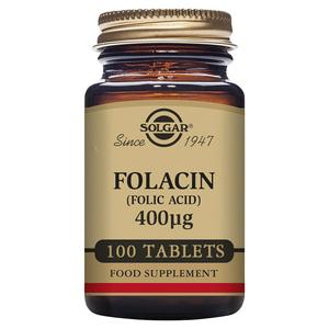 Solgar Folic Acid tablets 400mcg 100 count (British brand)