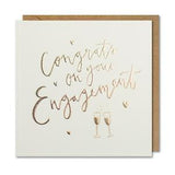 Paperlink Engagement Card Gold Champagne Hearts Greeting Card 16x16cm