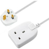 Masterplug Basic Single Socket Extension Lead 5m Cable White