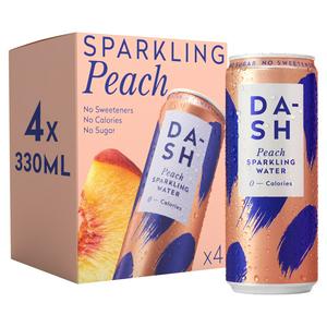 Dash Peach Sparkling Water Fruit Flavoured Water 4 x 330ml