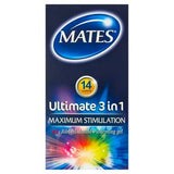 Mates Ultimate 3 In 1 Maximum Stimulation Condoms 14 Pack