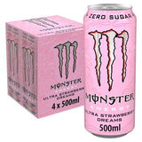 Monster Ultra Strawberry Dreams Zero Sugar Energy Drink 4 x 500ml