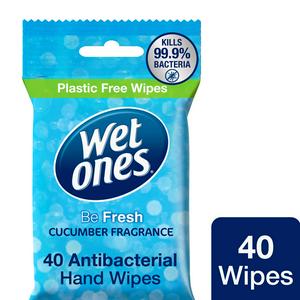 Wet Ones Be Fresh Cucumber Antibacterial Hand Wipes 40 Pack