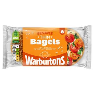 Warburtons Sesame Thin Bagels x6
