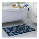 Habitat Botanical Bath Mat Navy Cotton 80 x 50cm