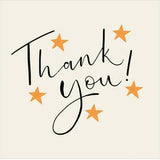 Sainsbury's Thank You Greeting Card Black Text Golden Stars 15.9cm Square