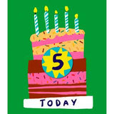 Sainsbury's Happy 5th Birthday Badge Card Cake Juvenile Greeting Card