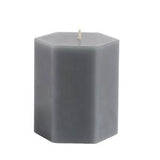 Habitat Small Hexagon Pillar Candle Grey 9cm Height