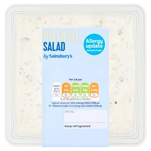 Sainsbury's rich potato salad 600g side dish packed in Britain (British brand)