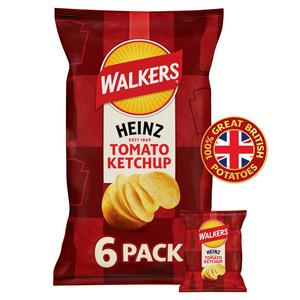 Walkers Heinz Tomato Ketchup Crisps Multipack 6 x 25g (British brand)