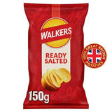 Walkers Ready Salted sharing crisps 150g packet (British brand)
