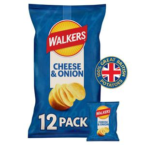 Walkers Cheese & Onion Flavour Crisps Multipack 12x25g (British brand)