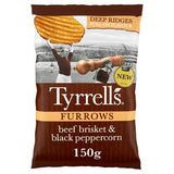 Tyrrells Furrows Beef Brisket Black Peppercorn Sharing Crisps 150g