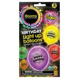 Illoom Happy Birthday Light Up Balloon Pack of 5 Latex