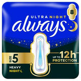 Always Ultra Sanitary Towels Secure Night Extra Wings Size 5 Pack of 8