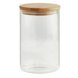 Habitat Round Glass Storage Jar With Bamboo Lid Tall 1L