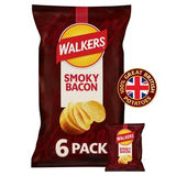 Walkers Smoky Bacon crisps 6 x 25g (British brand)