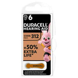 Duracell Hearing Aid Batteries Size 312 Specialty Battery Pack of 6