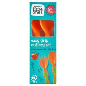 Sainsbury's Little Ones Easy Grip Cutlery 9+ Months Baby Feeding 2 Piece