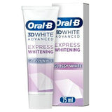 Oral-B 3D White Advanced Express Glossy Whitening Toothpaste 75ml