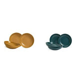 Habitat Matte Pasta Bowl Mustard Teal Stoneware