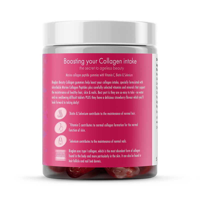 Hydrolysed Marine Collagen Gummies 60 Count Strawberry Flavour for Hair, Skin, and Nails