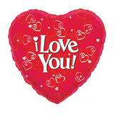 Heart-Shaped Foil Balloon with I Love You Print, 18 Inches Wide, Helium-Compatible