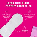 Unscented Organic Bamboo Panty Liners for Daily Use, 24 Pack