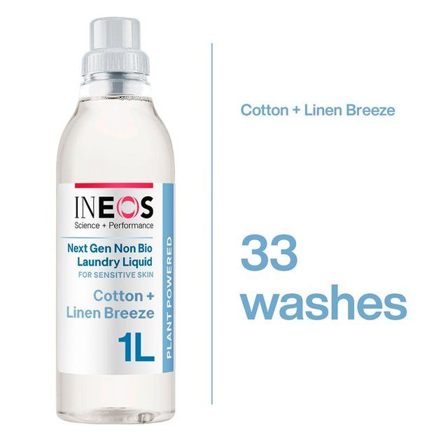 INEOS Non Bio Laundry Liquid Detergent Cotton + Linen Breeze 33 Washes 1000ml