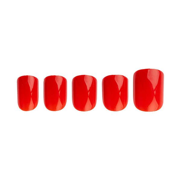 Invogue Bright Red Square Nails - Pack of 24