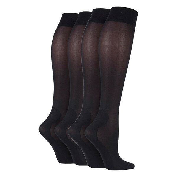 IOMI 2 Pk Ladies 40 Den Knee High Compression Socks 4-7 UK Black
