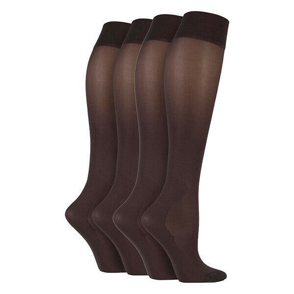 IOMI 2 Pk Ladies 40 Den Knee High Compression Socks 4-7 UK Brown