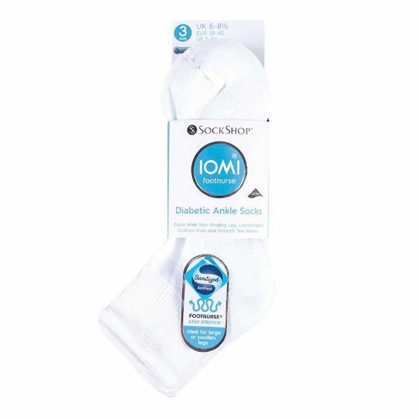 IOMI 3 Pairs Cotton Rich Cushioned Diabetic Socks 6-8.5 UK