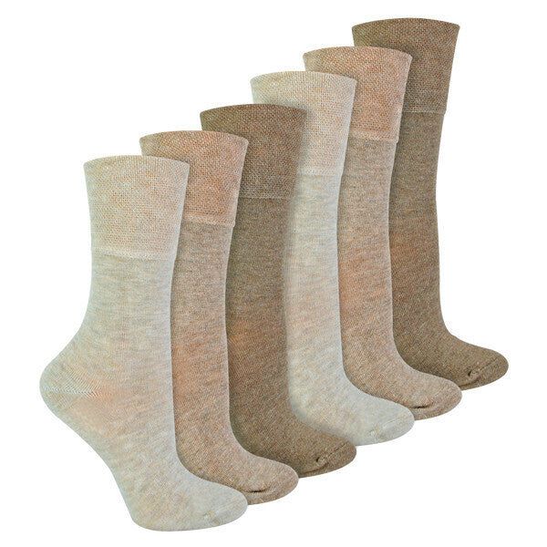 IOMI 6 Pairs Ladies Seamless Diabetic Bamboo Socks 4-8 UK Beige / 6EA