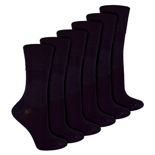 IOMI 6 Pairs Ladies Seamless Diabetic Bamboo Socks 4-8 UK Black / 6EA