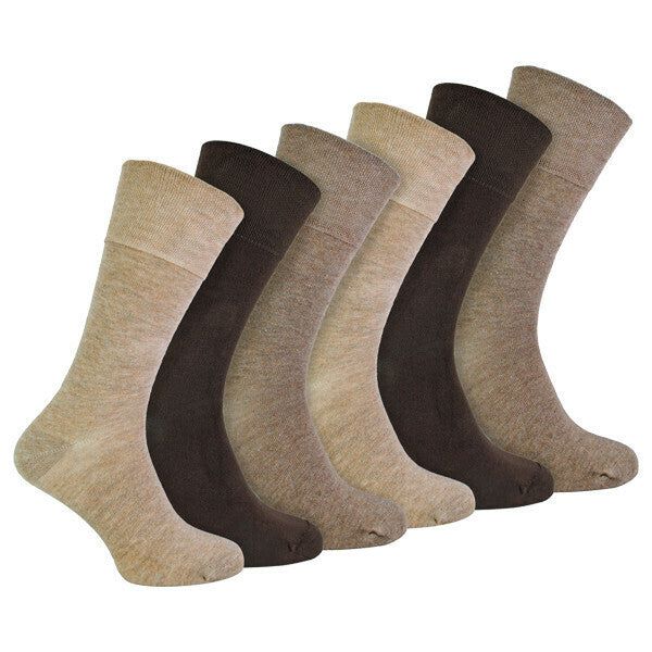 IOMI 6 Pairs Mens Seamless Diabetic Bamboo Socks 6-11 UK Brown / 6EA