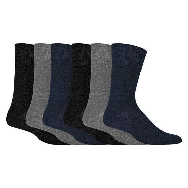 IOMI Mens 6 Pairs Non Elastic Diabetic Socks 12-14 UK Black / Navy / Grey / 6EA