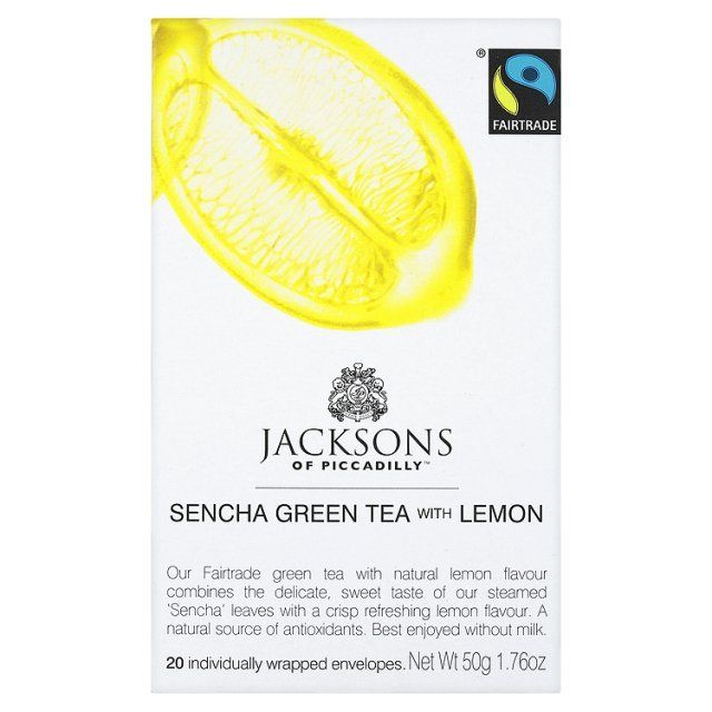 Jacksons of Piccadilly Fairtrade Sencha Green Tea with Lemon 20 Tea Bags 20 per pack