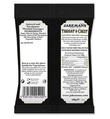 Jakemans Lozenges Throat & Chest 160g