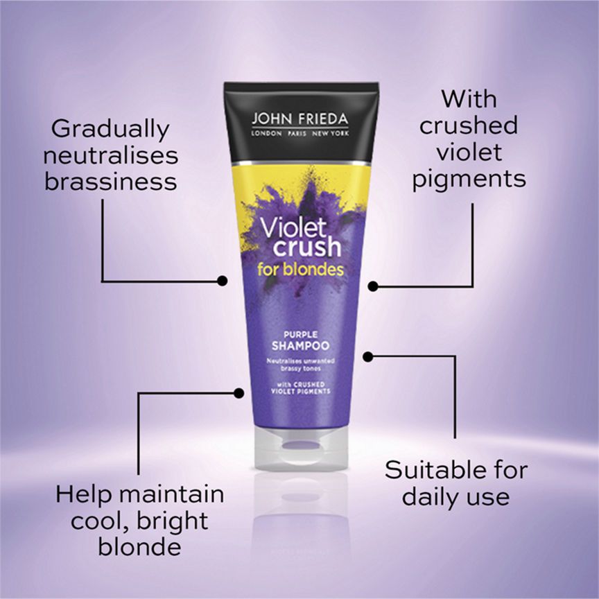 John Frieda Violet Crush Purple Shampoo 250ml for Brassy, Blonde Hair