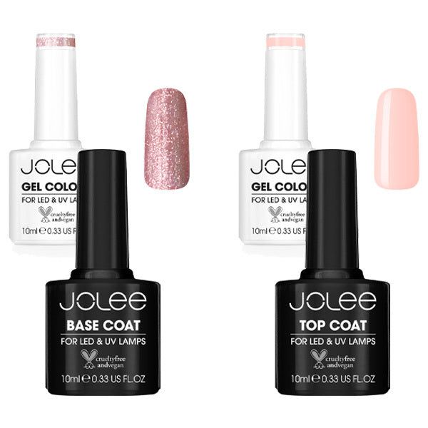 JoLee Gel Nail Polish Set 4x10ml - 2 Colours + Top & Base