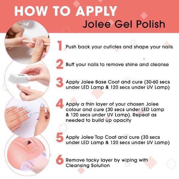 JoLee Gel Nail Polish Set 4x10ml - 2 Colours + Top & Base