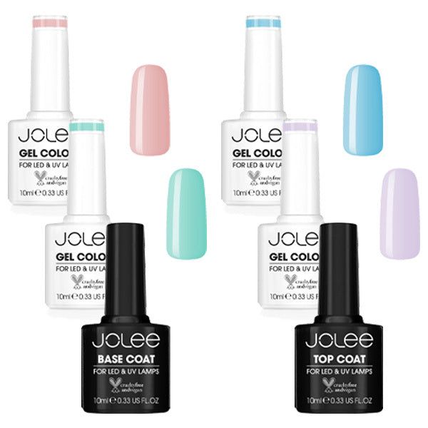 JoLee Gel Nail Polish Set 6x10ml - 4 Colours + Top & Base